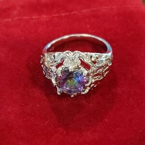Rainbow Cubic Zirconia Silver Ring